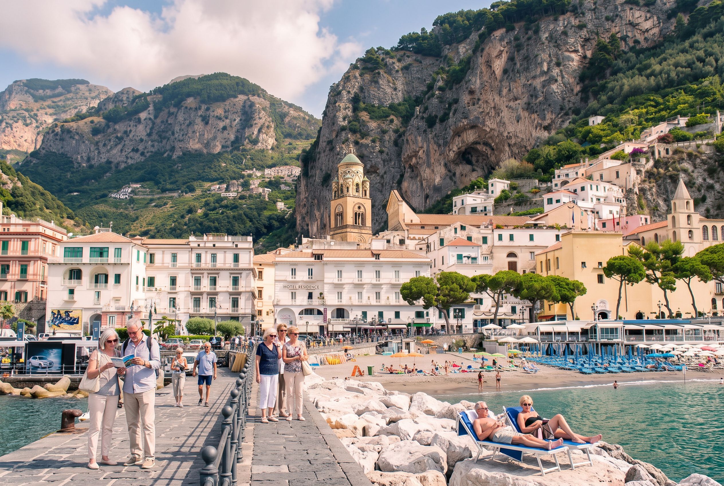 Amalfi town waterfront harbour
