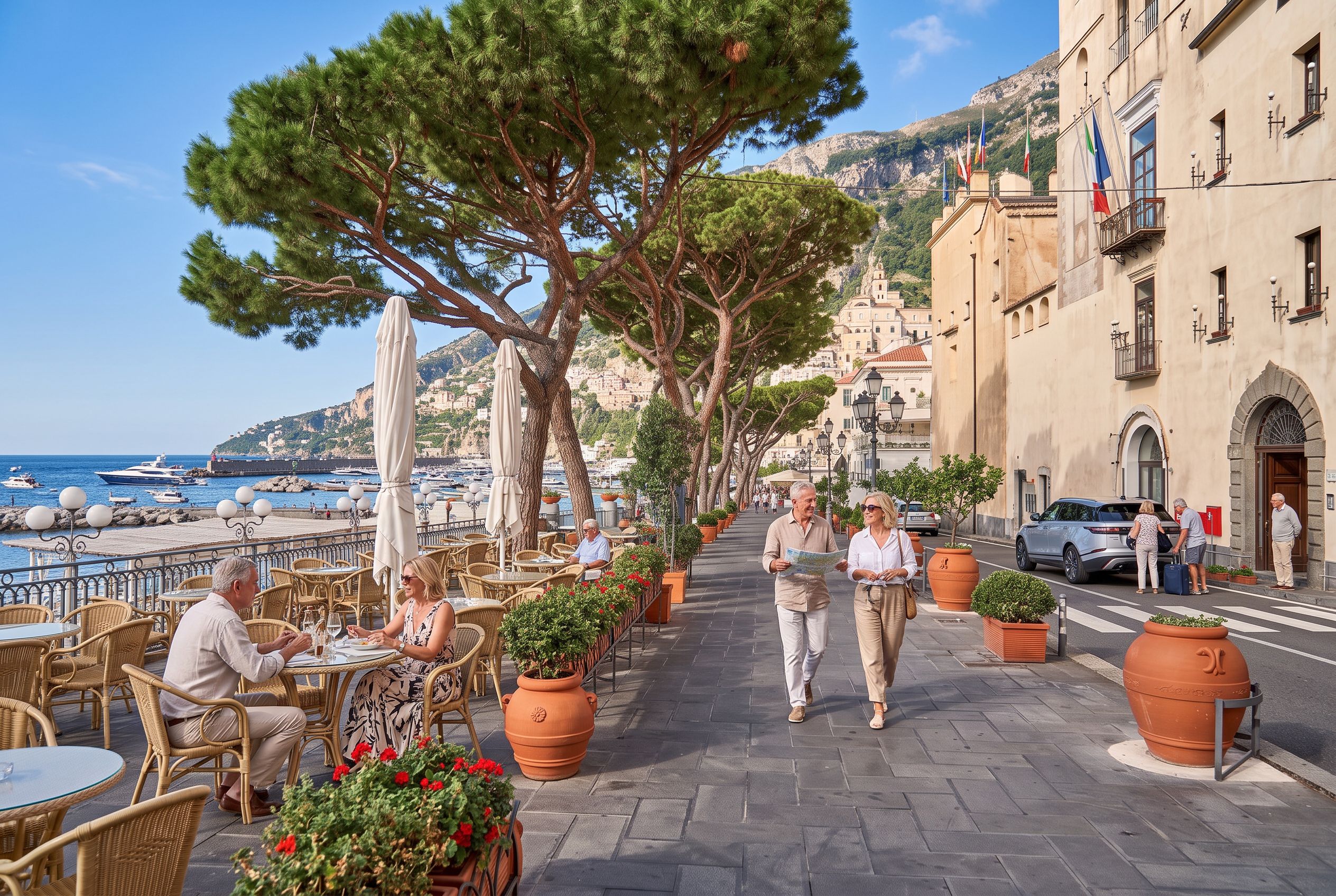 Amalfi town seafront promenade