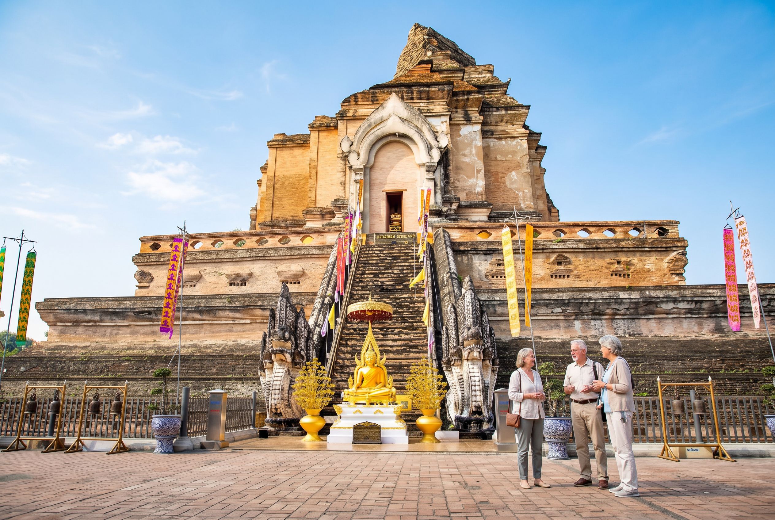 Wat Chedi Luang courtyard benches