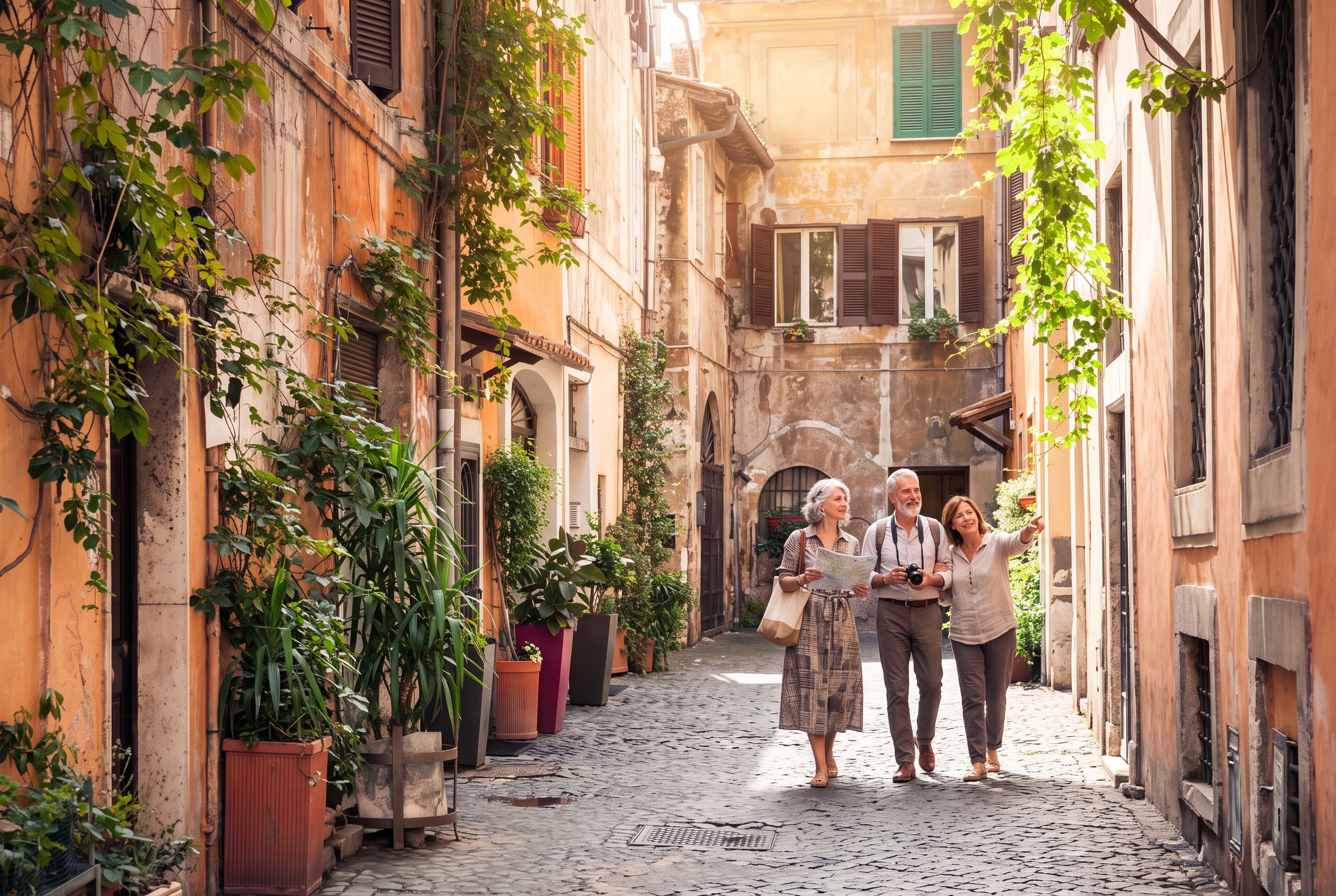 Trastevere cobbled lane evening