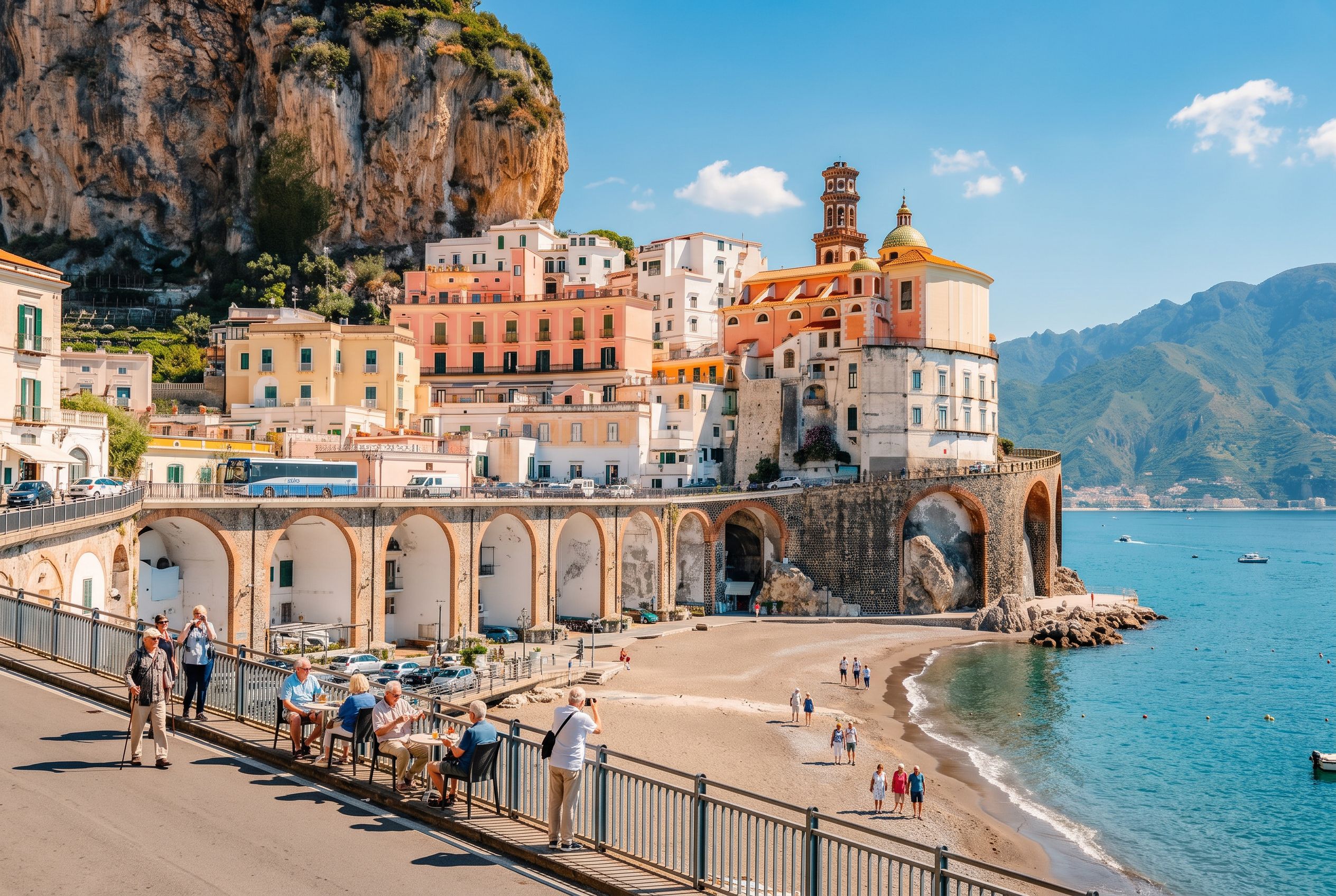 Amalfi town seafront promenade