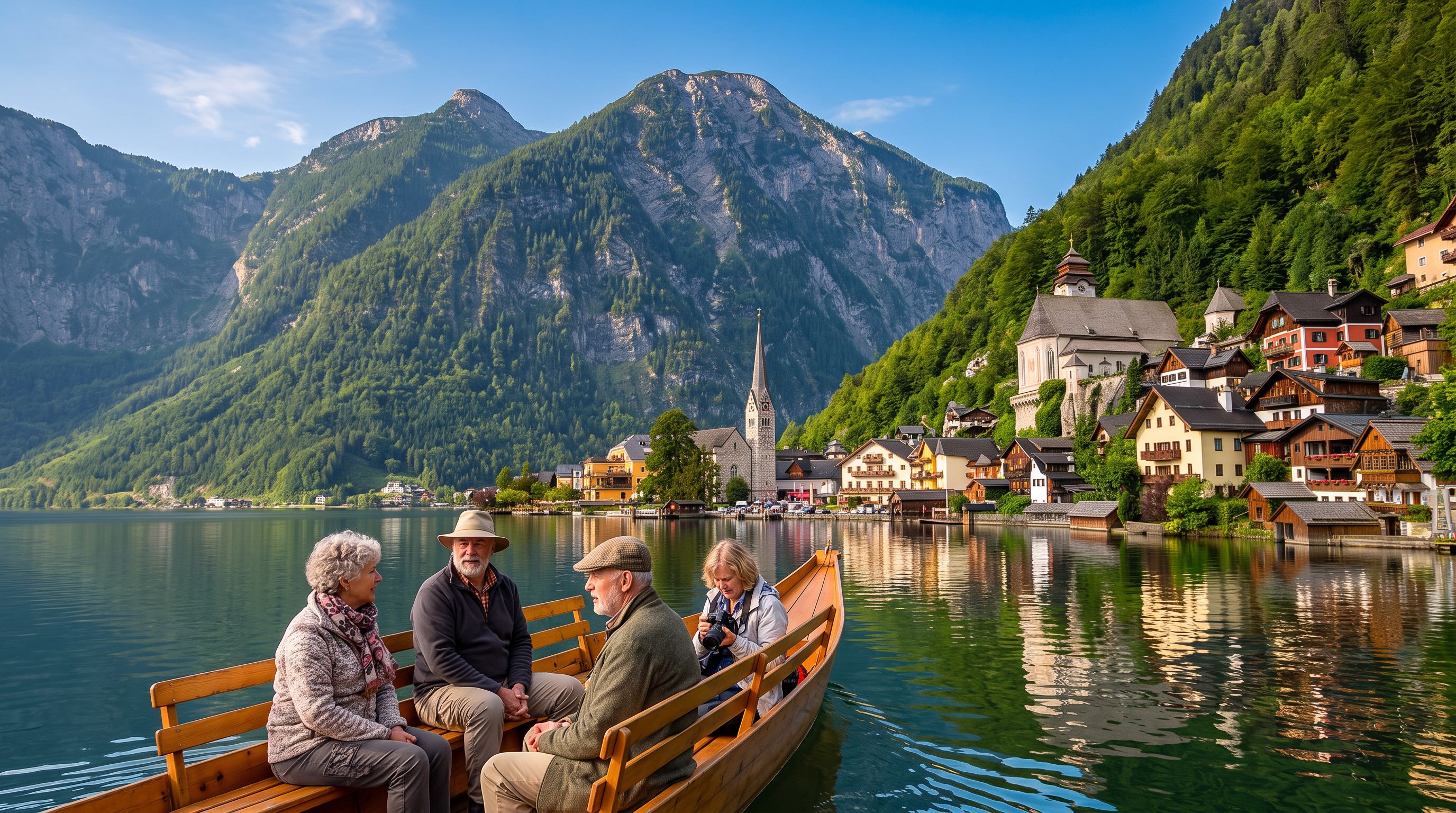 Hallstatt lakeside promenade walking