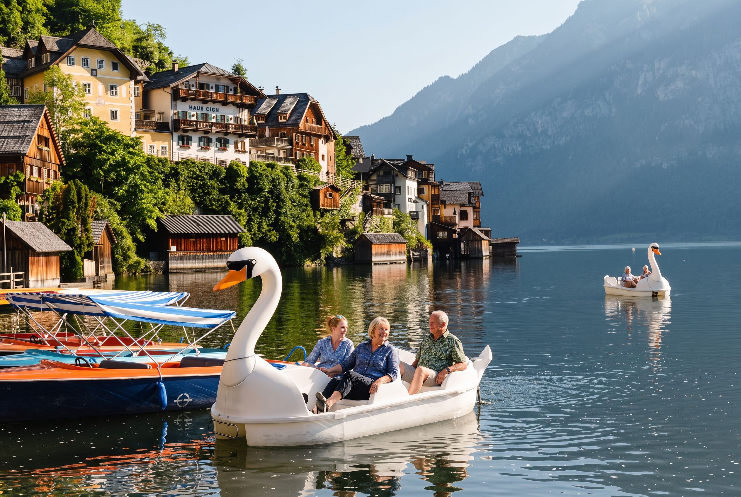 Hallstatt guided tour group walking