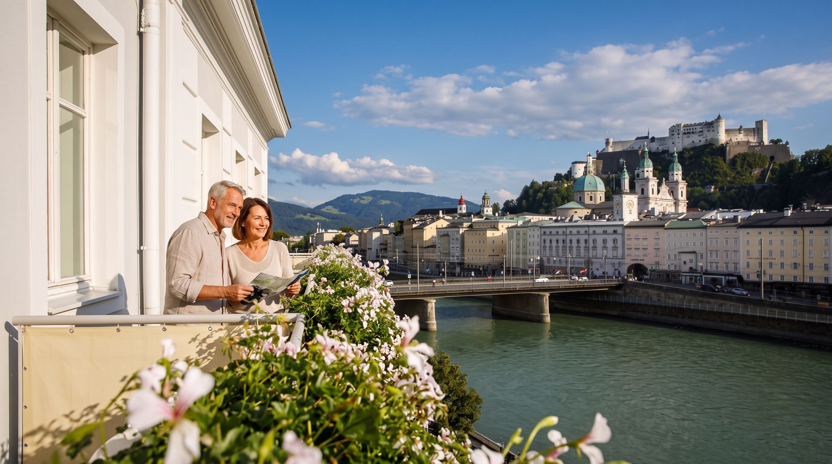 Salzburg Makartsteg bridge Old Town view