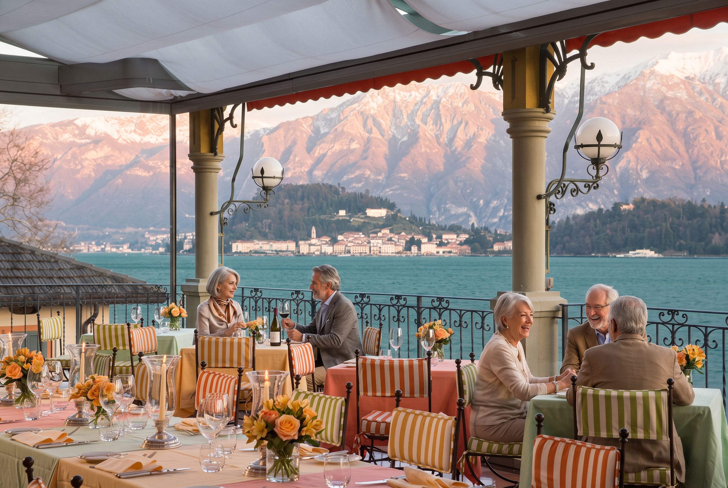 Lake Como hotel terrace sunset