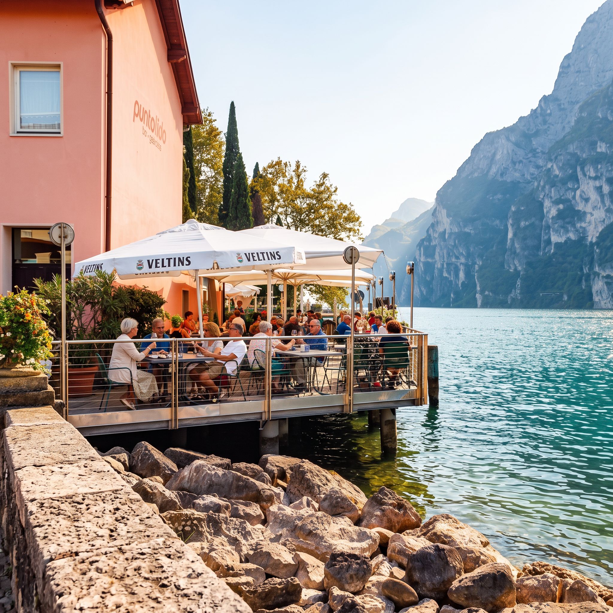 Sirmione waterfront cafe terrace