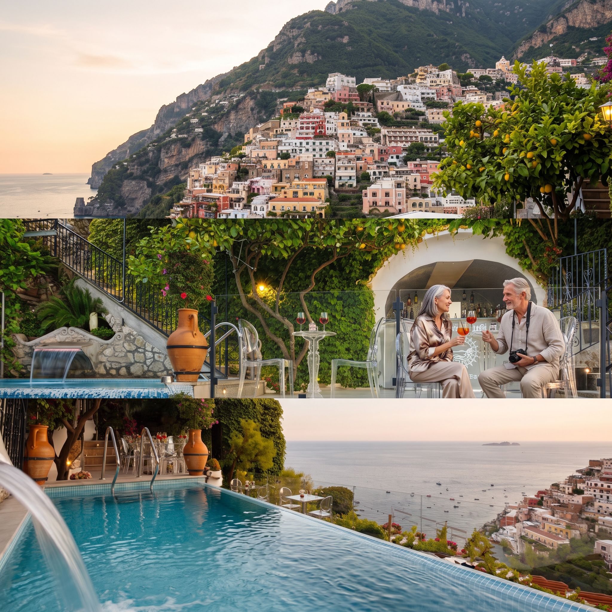 Positano cliffside hotel pool terrace