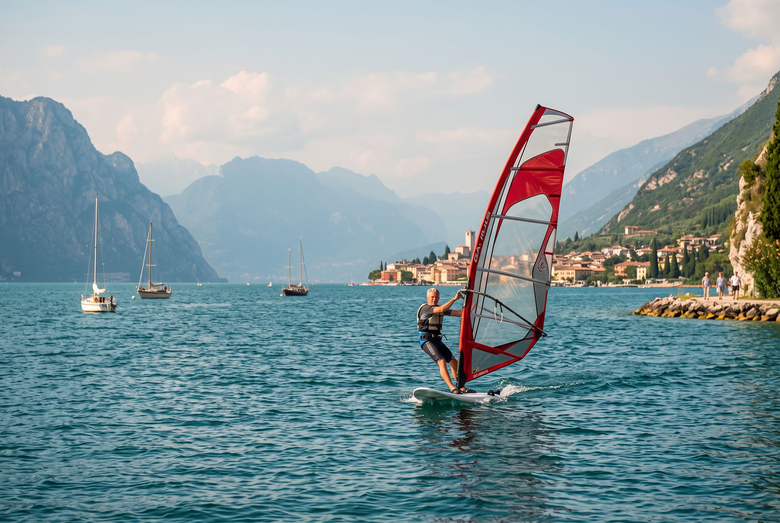 Riva del Garda ferry harbour promenade