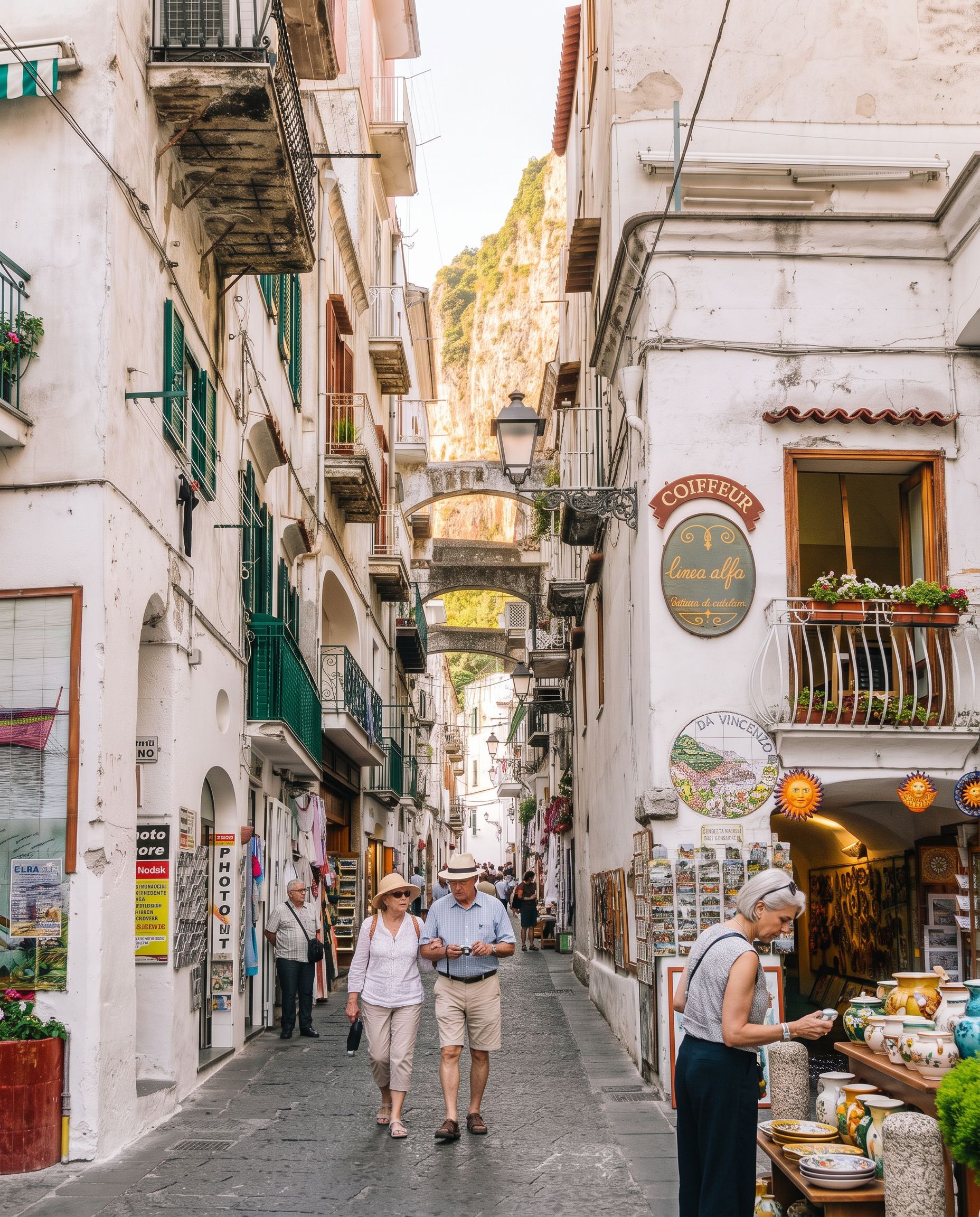 Amalfi Coast cobblestone staircase town