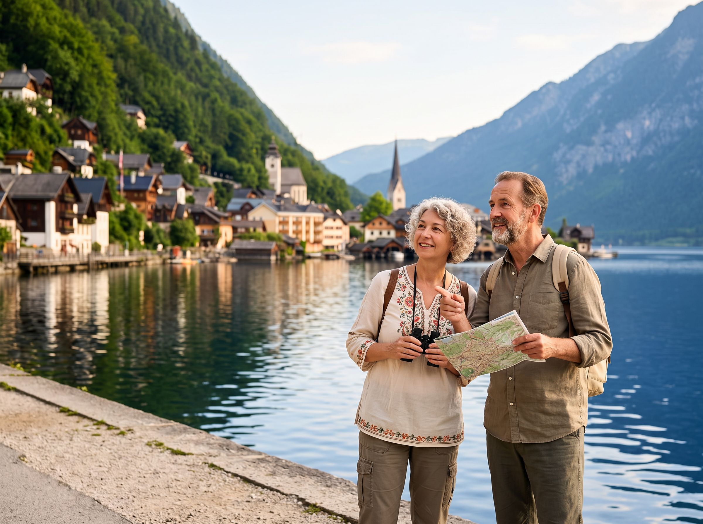 Hallstatt lakeside promenade rain jacket