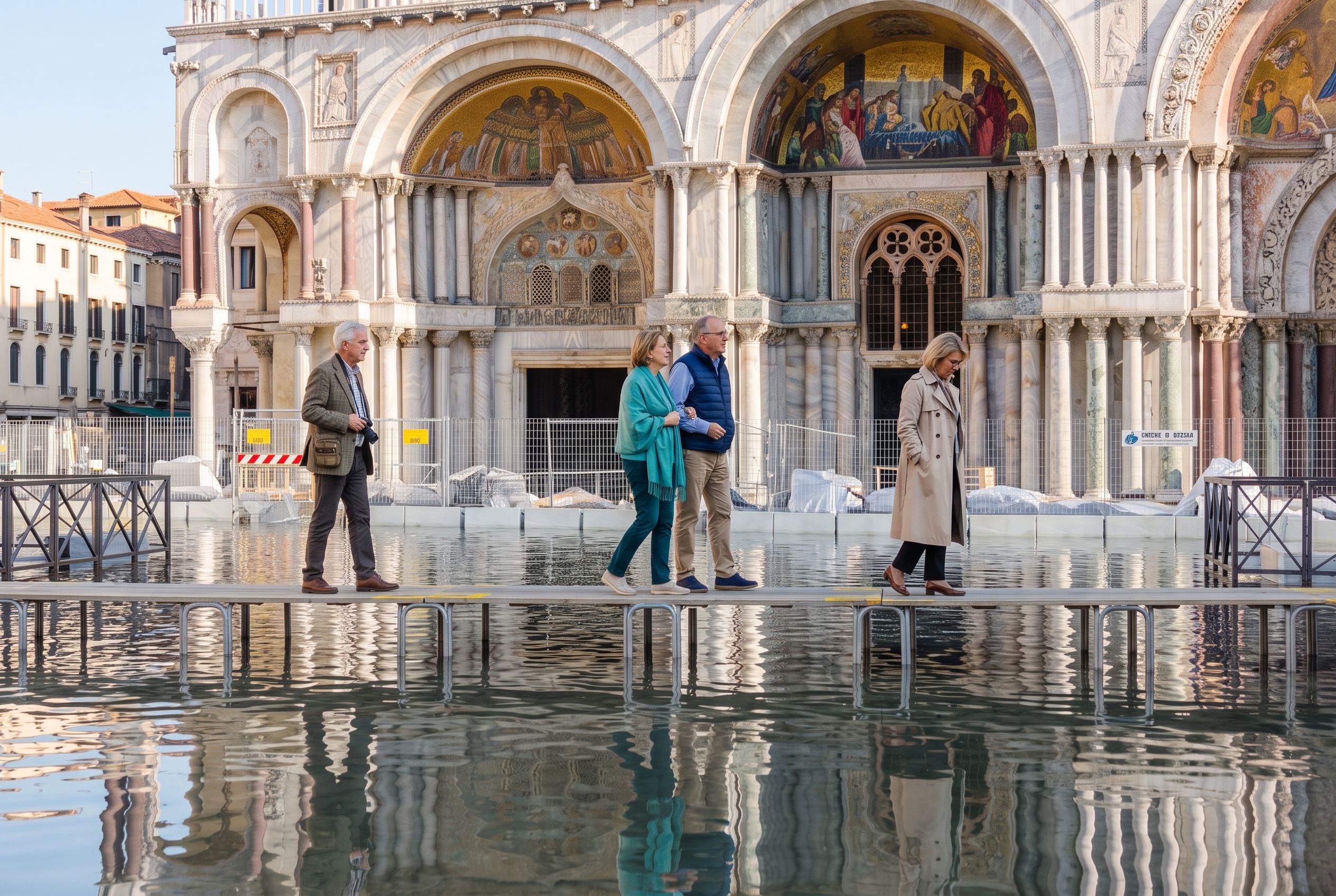 Venice acqua alta raised walkways