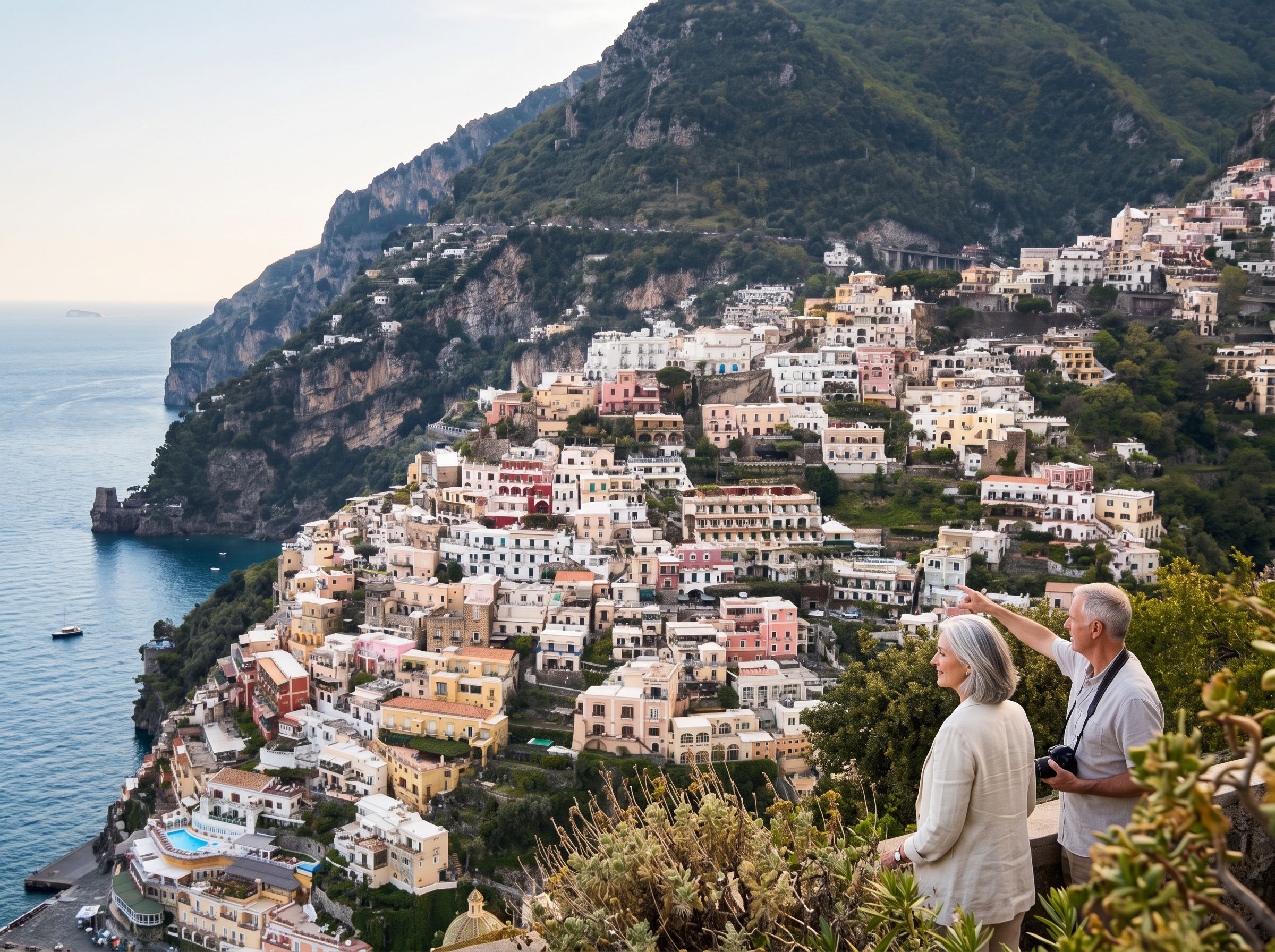 Positano hillside quiet lane above town