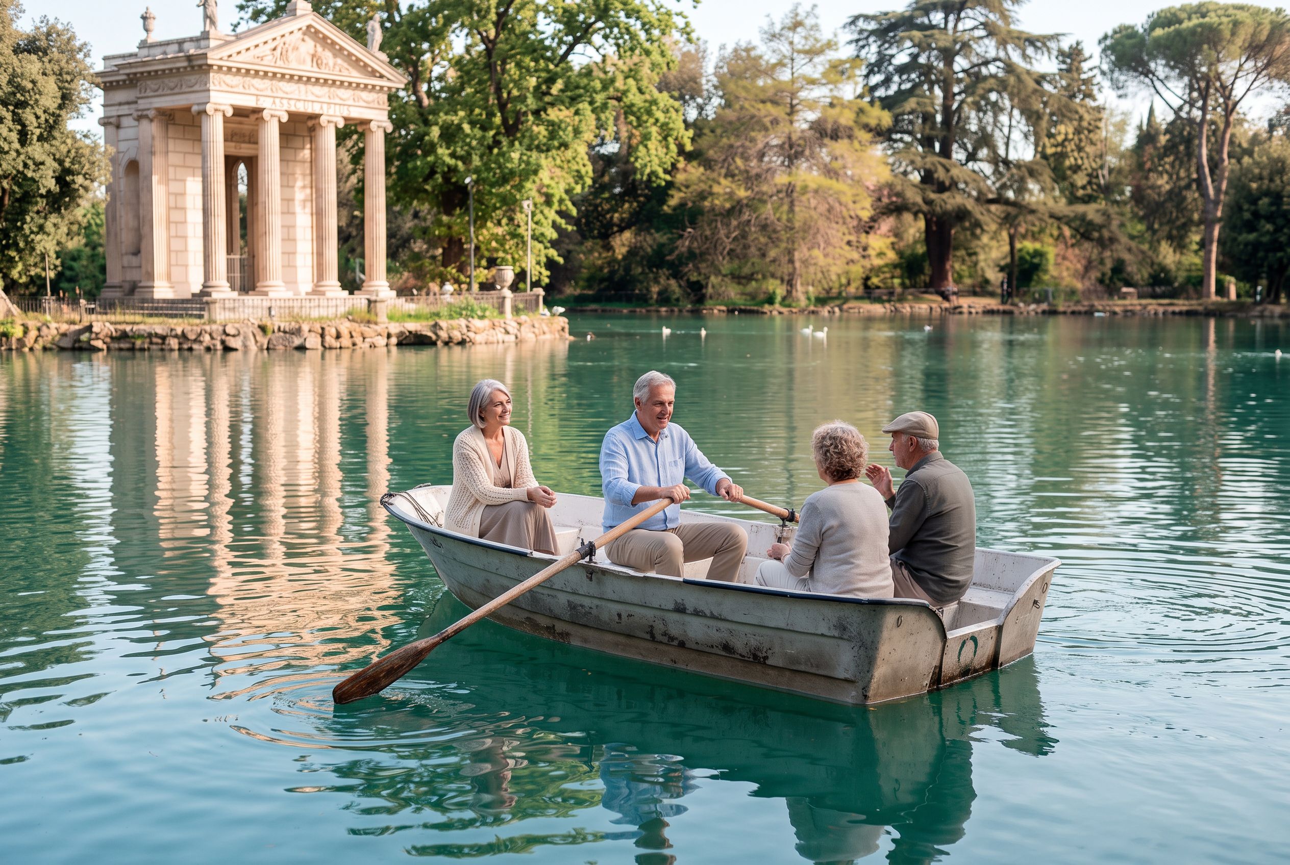 Villa Borghese rowing lake Rome