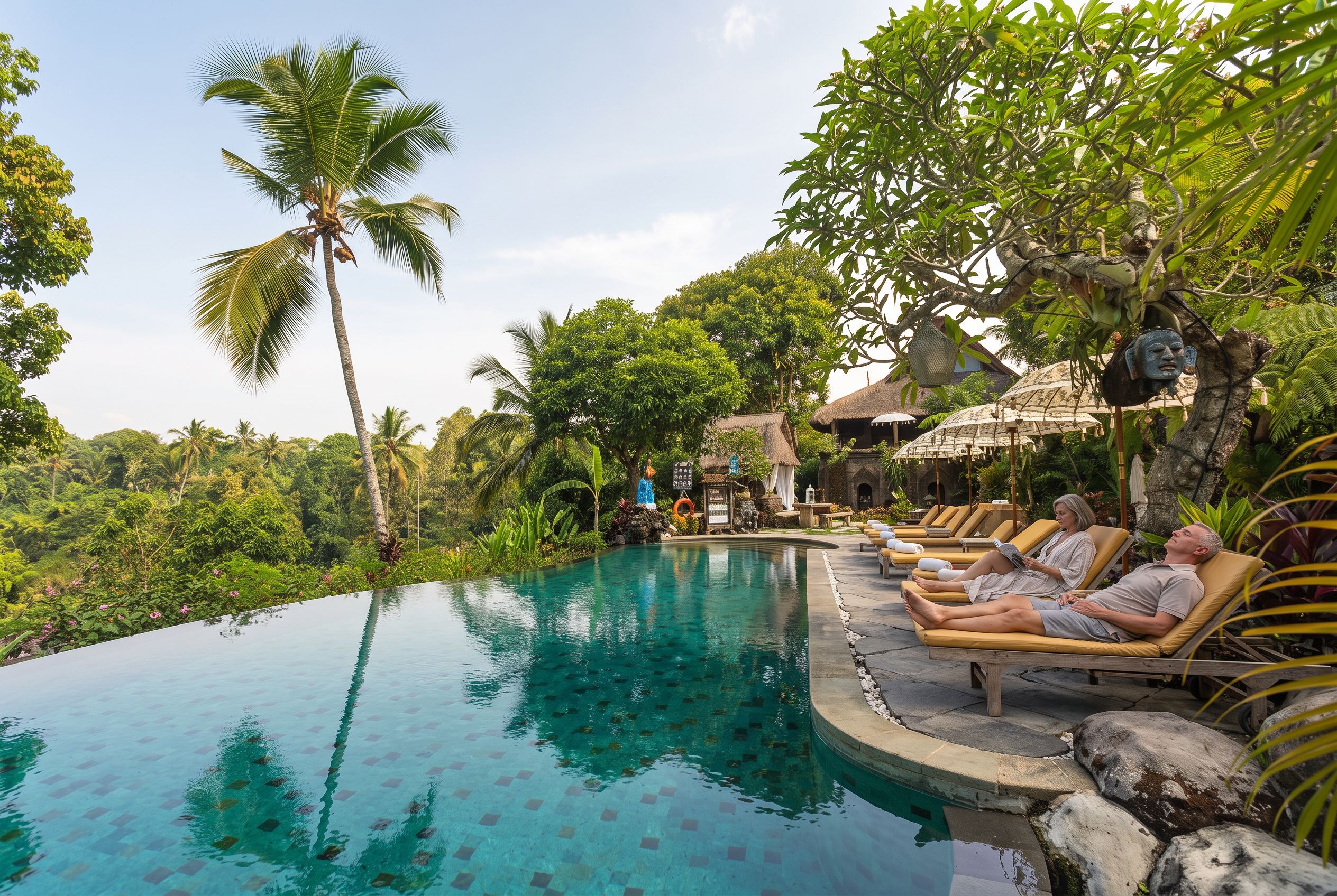 Ubud resort swimming pool shade