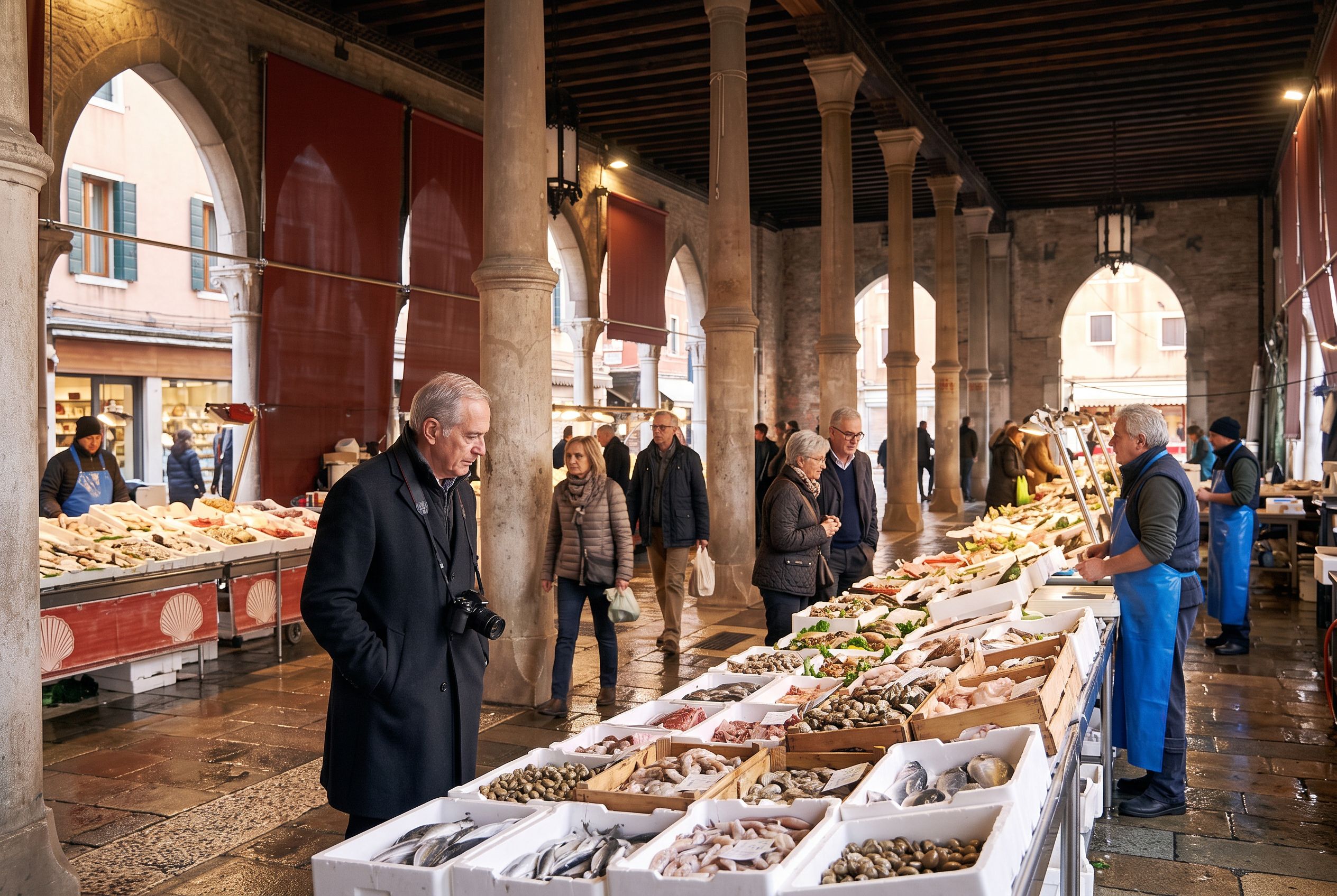 Rialto Market Venice morning stalls