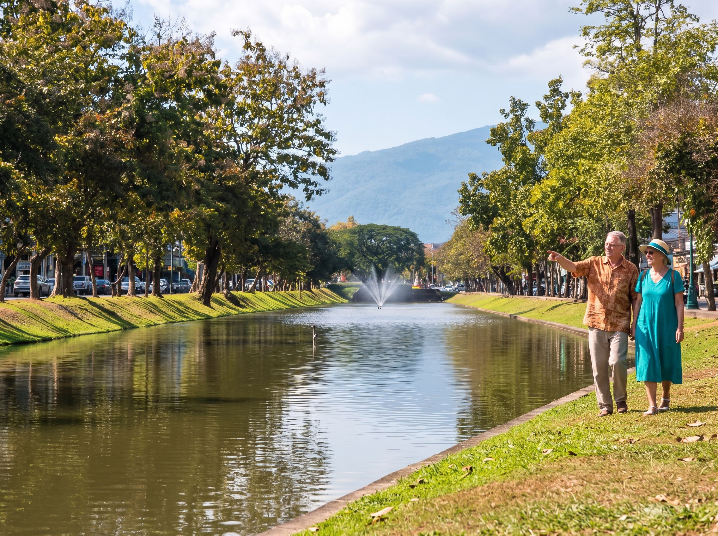 Chiang Mai Old City moat morning